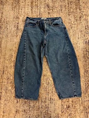 Abercrombie & Fitch Curve Love Mid Rise The Barrel Jean Waist 29 Blue